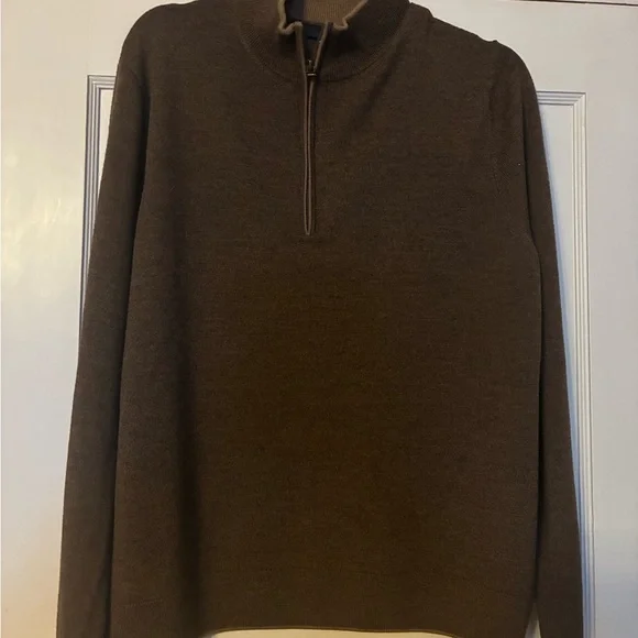 Raffi Men's Palmer zip 100% merino wool sweater L - Picture 2 of 4